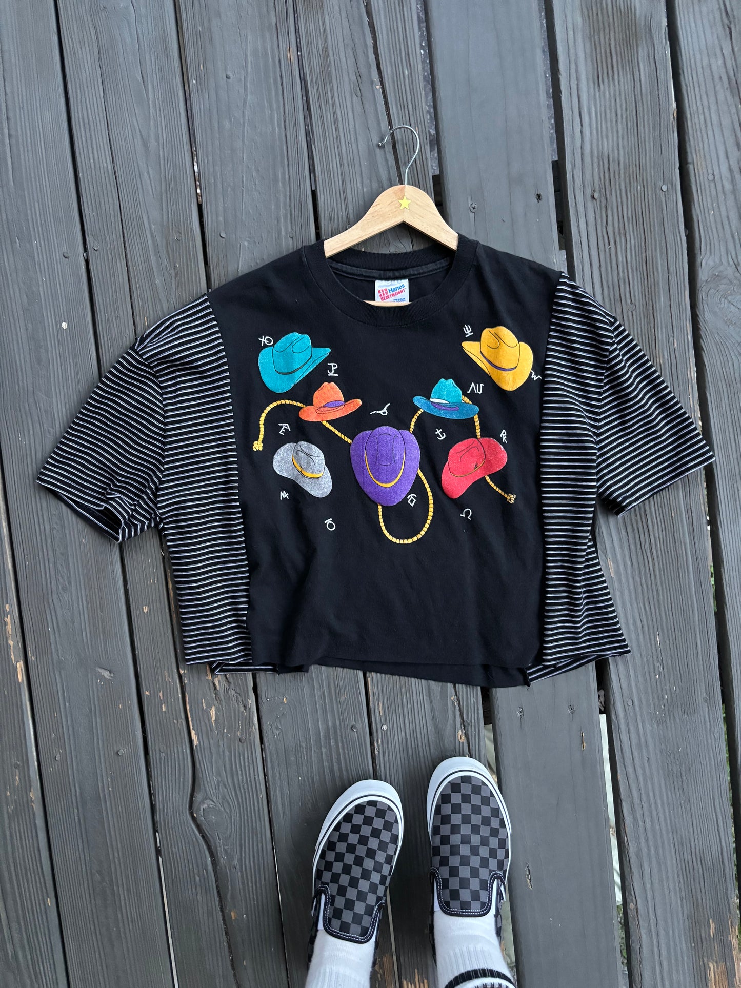 Vintage Cowboy Hat Stripey Tee(M)