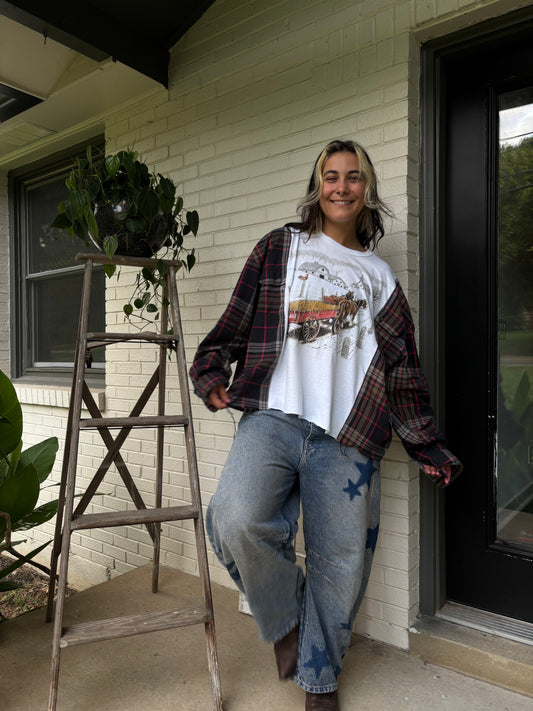 Hay Rides Flannel Tee(XL)