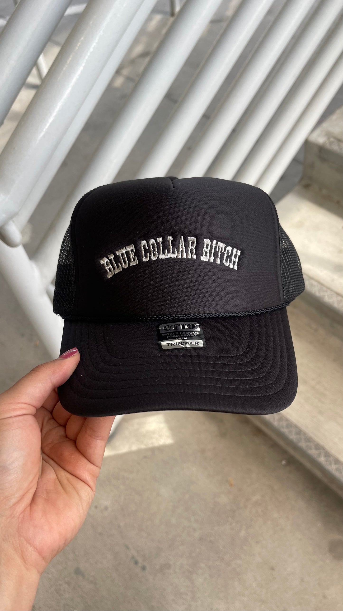 Black Blue Collar B**** Trucker Hat