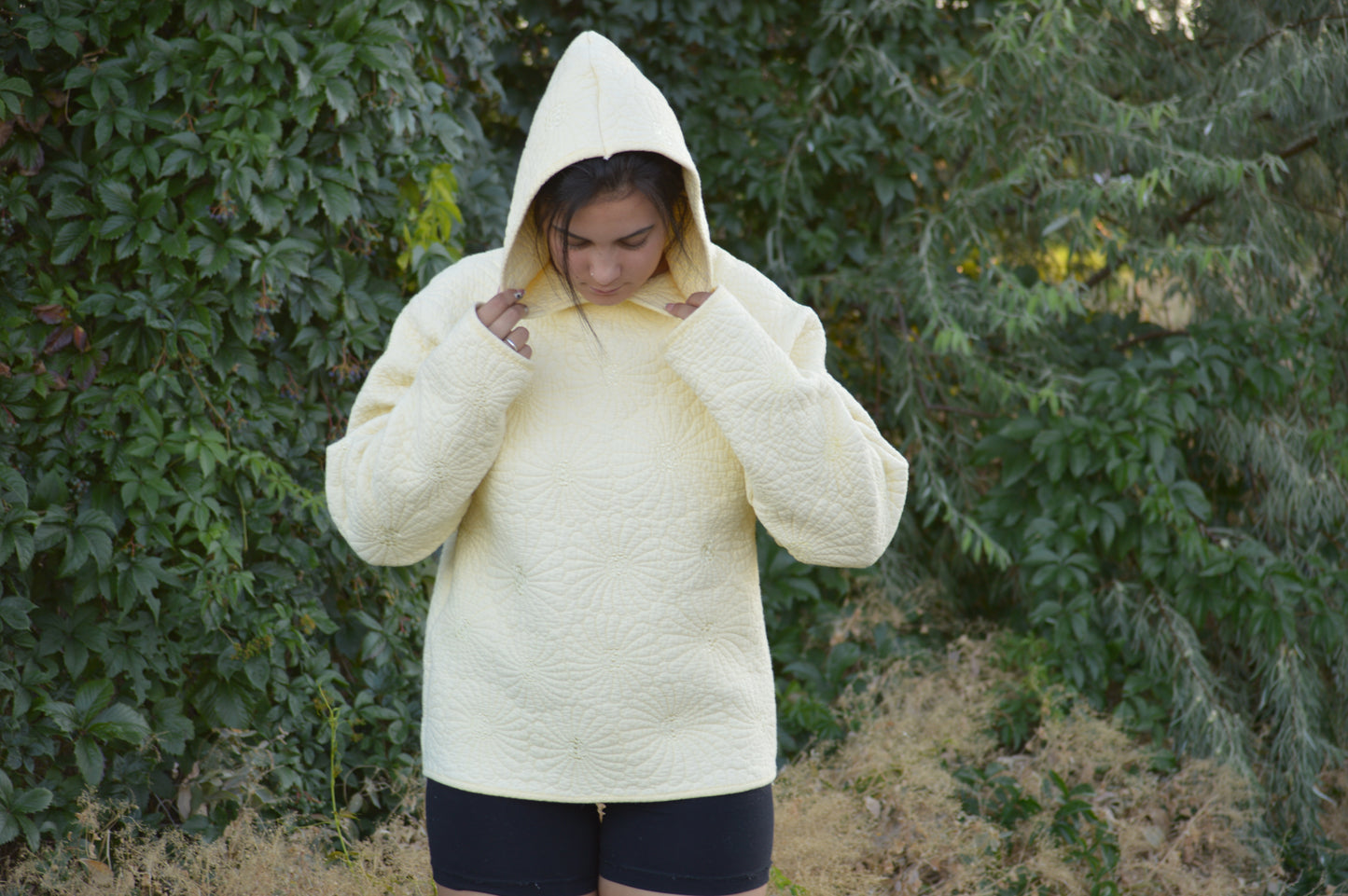 Yellow Fields of Quilted Flowers Hoodie