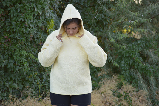 Yellow Fields of Quilted Flowers Hoodie